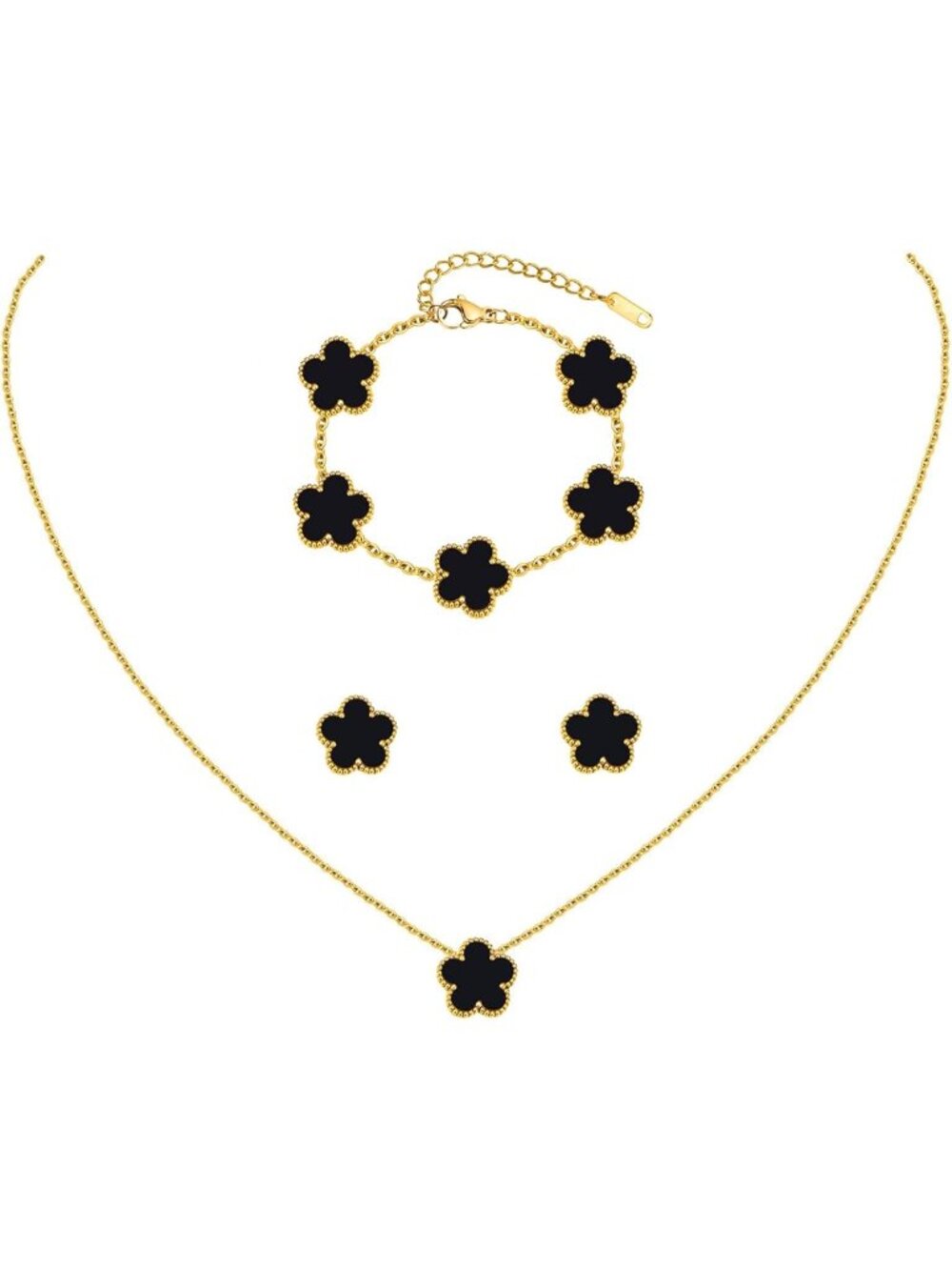 Elegant 18K Gold Plated Jewelry Set for Women - Necklace, Bracelet & Earrings